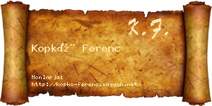 Kopkó Ferenc névjegykártya